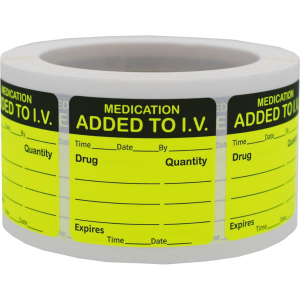 Medication Added to I.V. Veterinary Labels